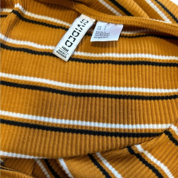 Striped Mustard Ribbed Women's Top - Picture 4 of 4